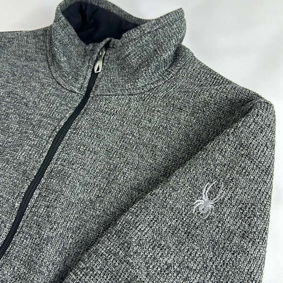 SPYDER Fleece Lined Sweater Jacket. Zip front & Pockets. Heather Black. Size LG. - Picture 8 of 11